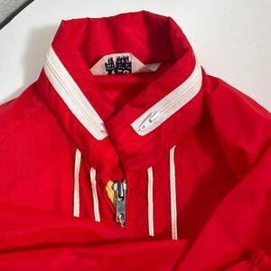 Vintage Red Nylon Windbreaker Jacket Full Zip Striped Mens Small S Dupoint